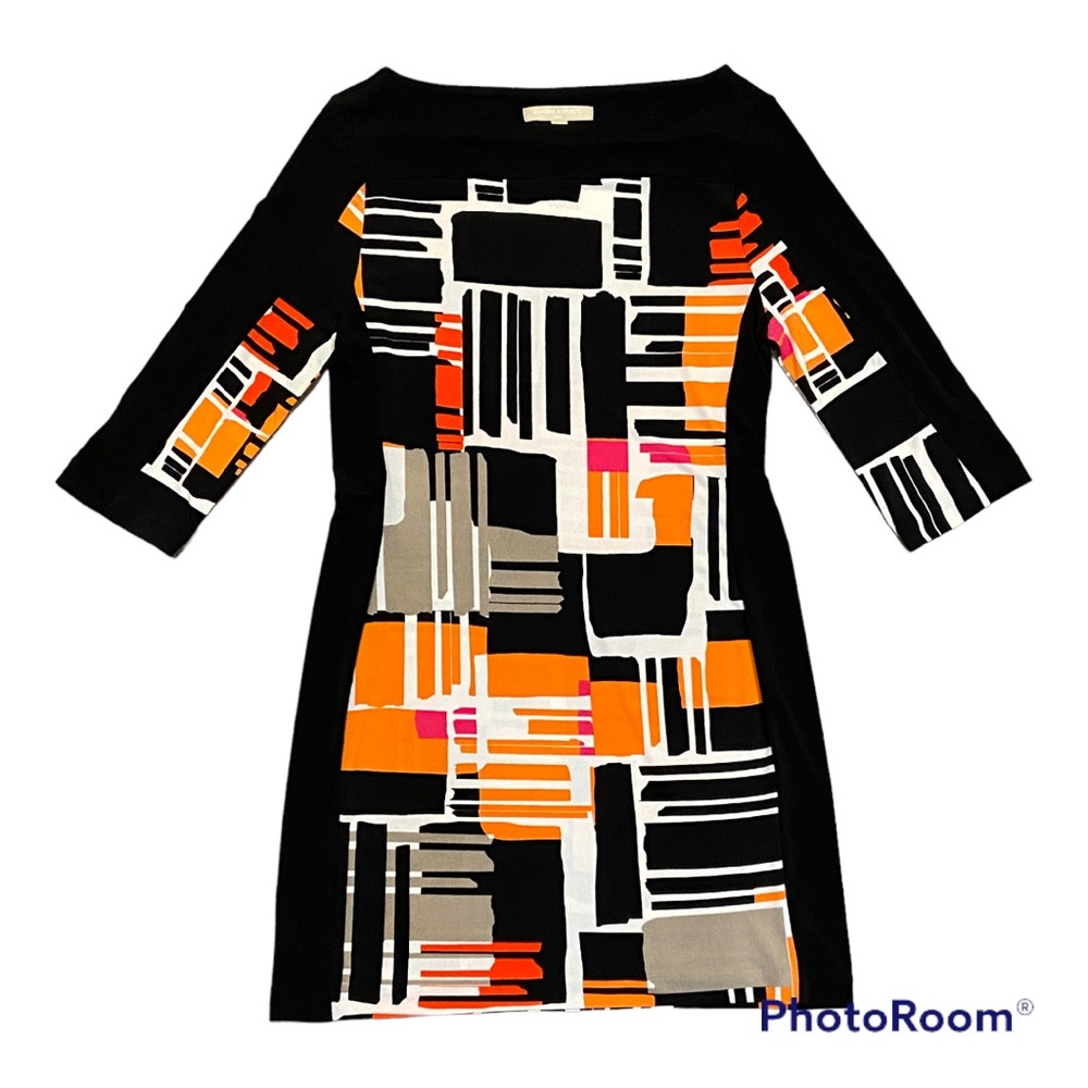 Banana Republic stretchy orange black geometric dress